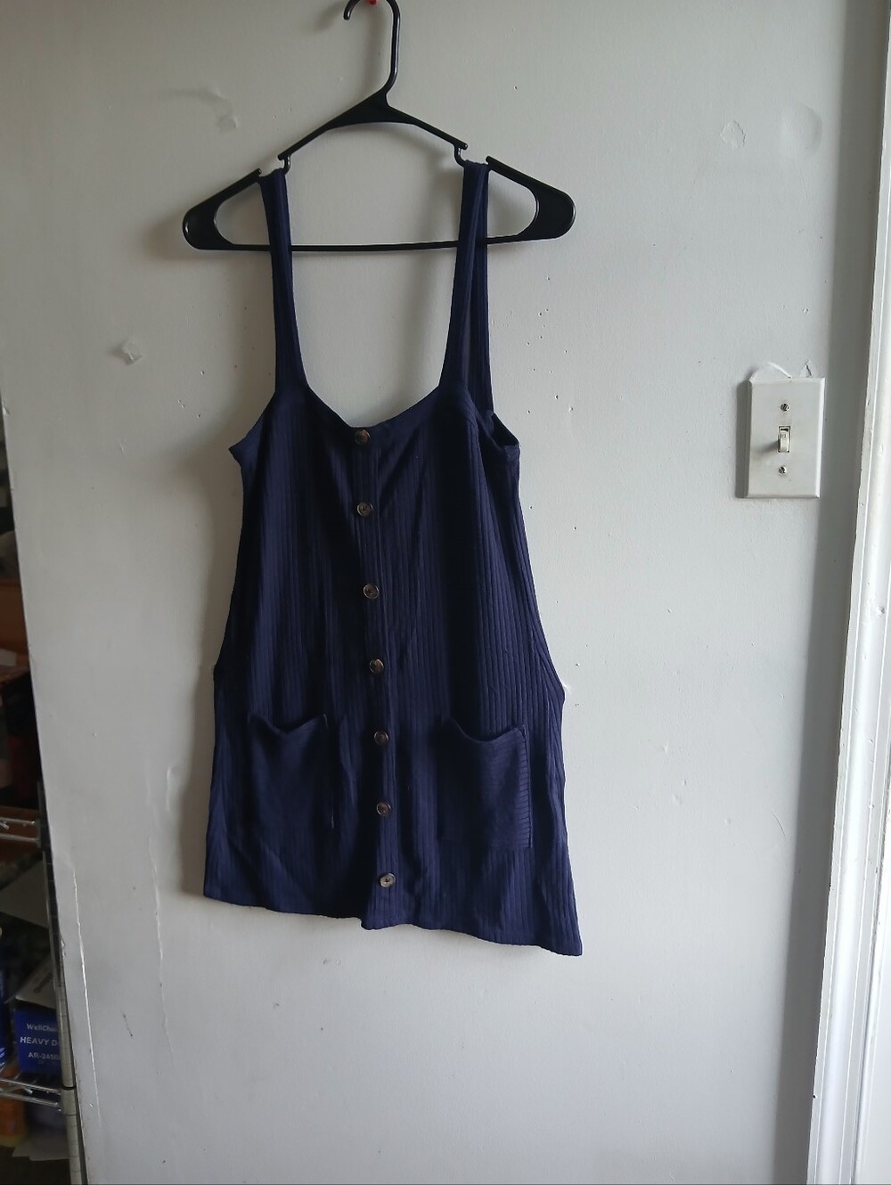 Reformation Navy Button-Front Mini Dress with Pockets